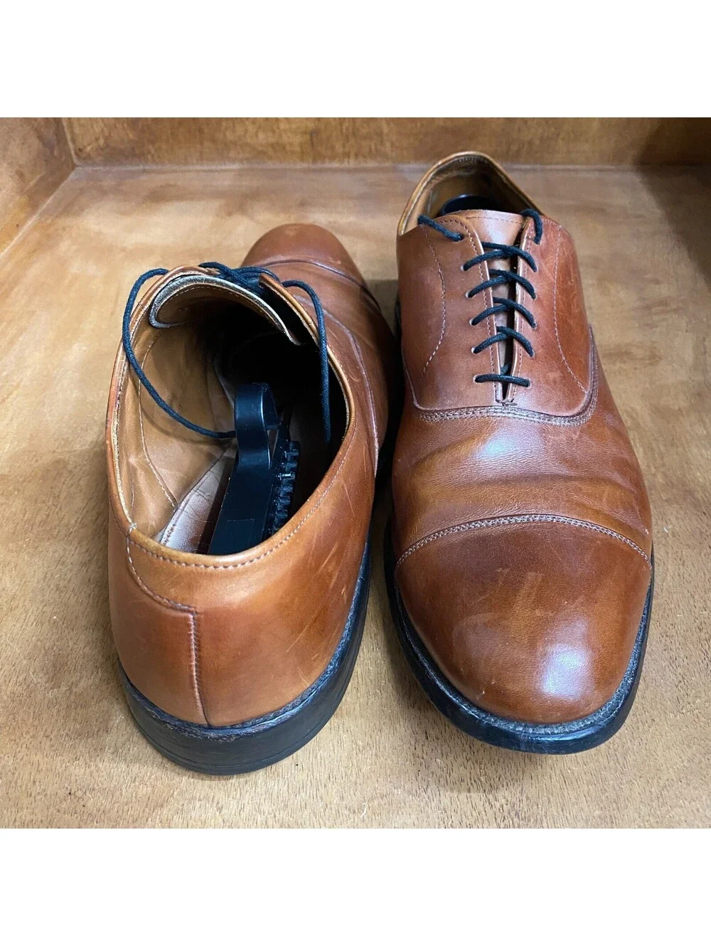 Allen Edmonds Park Avenue Mens 12.5 C Oxford Dress Shoes Brown Leather Cap Toe